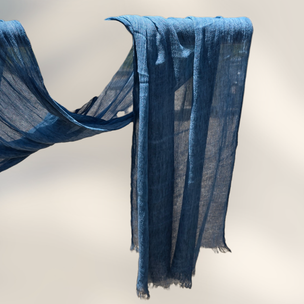 Ruffled linen - “Denim Blue”